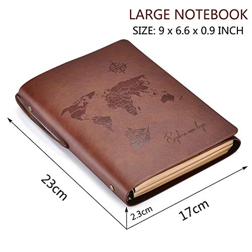 SEEALLDE A5 Cuaderno de Cuero Libreta Hojas Blancas Cuaderno de Viaje Vintage Rellenable Bloc Notas Diarios para Escribir Pintura Regalos de Navidad San Valentín Cumpleaños Madre(Marrón A5)
