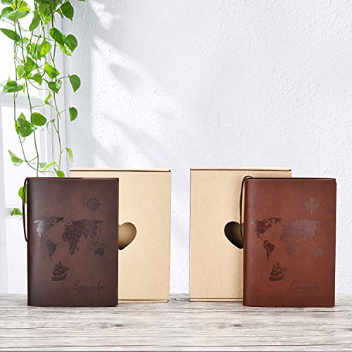 SEEALLDE A5 Cuaderno de Cuero Libreta Hojas Blancas Cuaderno de Viaje Vintage Rellenable Bloc Notas Diarios para Escribir Pintura Regalos de Navidad San Valentín Cumpleaños Madre(Marrón A5)