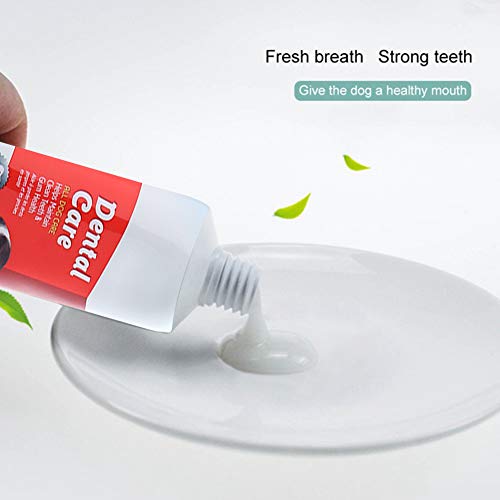 SEGMINISMART Pasta de Dientes para Perros,Set Higiene Dental con Cepillo de Dientes, Pasta y cepillos Dedos,Pasta Dental para Perro Elimina el sarro y la Placa Dental