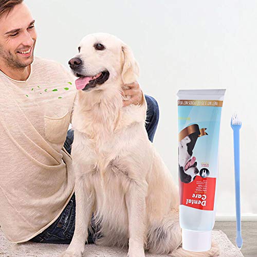 SEGMINISMART Pasta de Dientes para Perros,Set Higiene Dental con Cepillo de Dientes, Pasta y cepillos Dedos,Pasta Dental para Perro Elimina el sarro y la Placa Dental