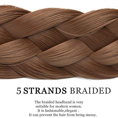 SEGO Diadema Trenza Elástica Mujer Pelo Sintético Se Ve Natural [Castaño Claro] Extensiones de Cabello Accesorios Braid Hair Headband (M-2.5cm)