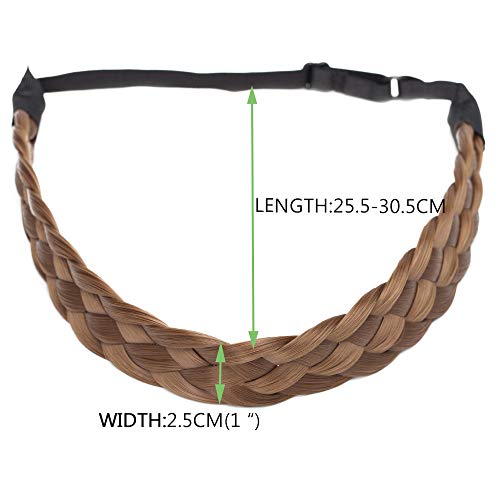 SEGO Diadema Trenza Elástica Mujer Pelo Sintético Se Ve Natural [Castaño Claro] Extensiones de Cabello Accesorios Braid Hair Headband (M-2.5cm)