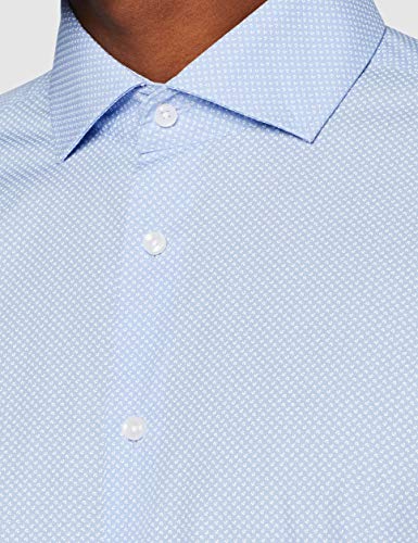 Seidensticker Tailored Fit Langarm mit Business Kent-Kragen Bã¼Gelfrei Struktur-100% Baumwolle Camisa, Azul (Hellblau 11), 43 para Hombre