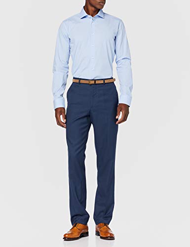 Seidensticker Tailored Fit Langarm mit Business Kent-Kragen Bã¼Gelfrei Struktur-100% Baumwolle Camisa, Azul (Hellblau 11), 43 para Hombre