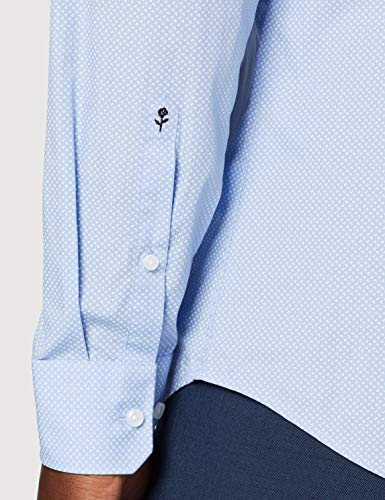 Seidensticker Tailored Fit Langarm mit Business Kent-Kragen Bã¼Gelfrei Struktur-100% Baumwolle Camisa, Azul (Hellblau 11), 43 para Hombre