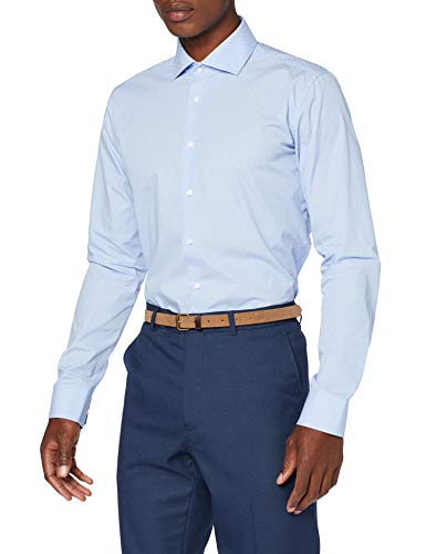 Seidensticker Tailored Fit Langarm mit Business Kent-Kragen Bã¼Gelfrei Struktur-100% Baumwolle Camisa, Azul (Hellblau 11), 43 para Hombre