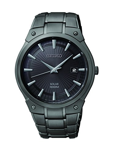 Seiko De los Hombres Solar sne325 Vestido Negro Reloj de Acero Inoxidable