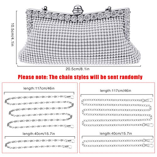 SelfTek Bolso de embrague de noche Bolso de fiesta de graduación de boda con cadena corta y larga