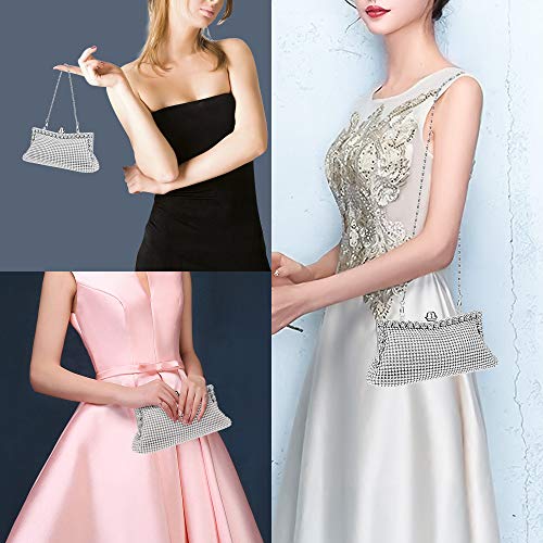 SelfTek Bolso de embrague de noche Bolso de fiesta de graduación de boda con cadena corta y larga