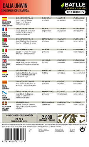 Semillas de Flores - Dalia Unwin semi enana doble variada - Batlle