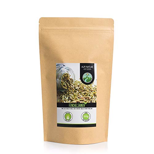 Semillas de hinojo (500g), hinojo entero, 100% natural, semillas de hinojo naturalmente sin aditivos, vegano