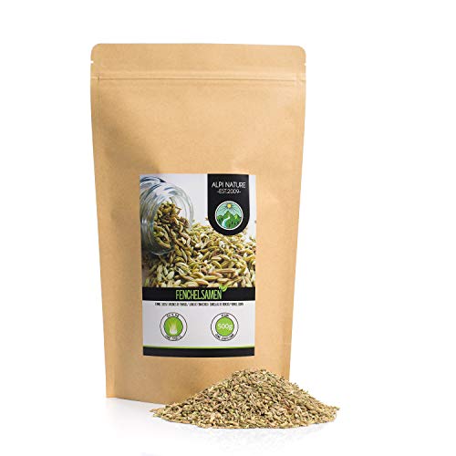Semillas de hinojo (500g), hinojo entero, 100% natural, semillas de hinojo naturalmente sin aditivos, vegano