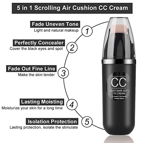 Semme CC Cream Concealer, 50g Roller Wheel Air Cushion Cream Maquillaje Hidratante Duradero Aclare Corrector Belleza Cosmética