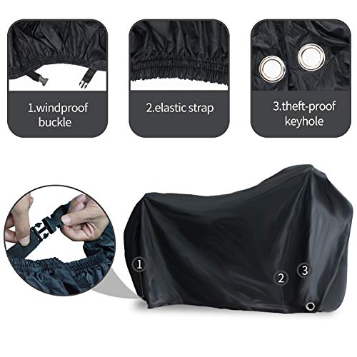 Senders - Funda impermeable para bicicleta, 210D, con orificios de cerradura, resistente al agua, protección contra el polvo, la nieve, la lluvia, los rayos UV, 190 x 65 x 98 cm, con bolsa