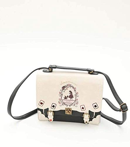 Señora Hombro Bolsa Bolso de Hombro Inclinado Hay Alicia en el país de Las Maravillas Tarjeta de Juego Silueta, Blanco,White