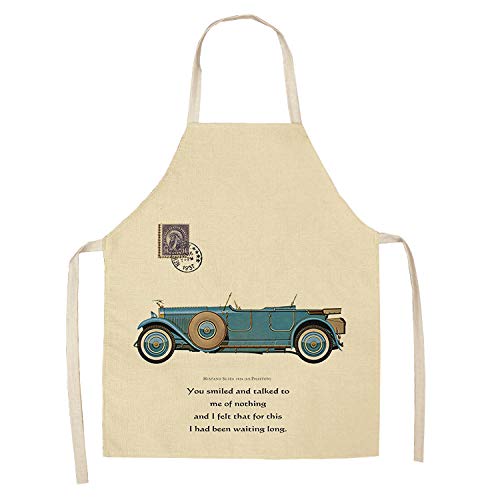 Señoras Cocinando Delantal De Cocina Barbacoa Delantal De Cocina Antiincrustante Bicicleta Multifunción De Lino De Algodón Para Hombres Y Mujeres Chef Delantal De Cocina Limpieza 68 * 55 Cm Delan
