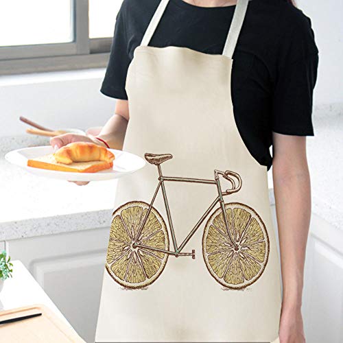 Señoras Cocinando Delantal De Cocina Barbacoa Delantal De Cocina Antiincrustante Bicicleta Multifunción De Lino De Algodón Para Hombres Y Mujeres Chef Delantal De Cocina Limpieza 68 * 55 Cm Delan