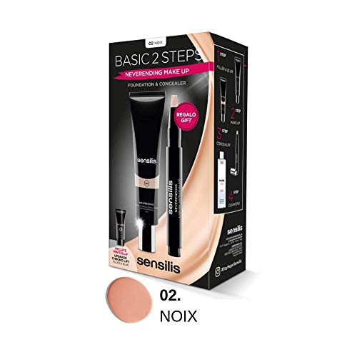 Sensilis - Pack Neverending Make-Up - Tono 02 - Base de Maquillaje + Corrector Líquido + Minitalla Corrector Upgrade Chrono Lift - Antiedad y Reafirmante, de Larga Duración, Noix