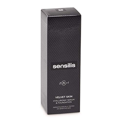 Sensilis Velvet Skin - Base de maquillaje de larga duración con ácido hialurónico - Clean Beauty - Tono 02 Amande
