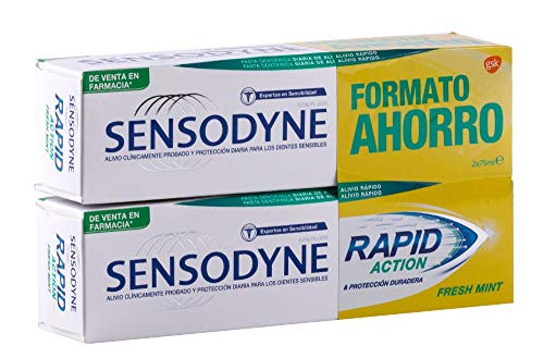 SENSODYNE DUPLO DOS PASTAS DE DIENTES RAPID ACTION SABOR MENTA 2X75ML