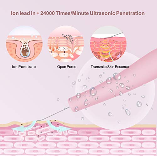 SEQI Limpiador Facial Ultrasónico, Peeling Ultrasónico Facial con 3 Modos,Skin Scrubber, USB Recargable, Exfoliación Facial Ultrasónica Limpiador de Poros para Limpieza Facial y Cuidado Facial(rosa)