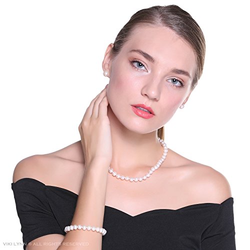 Serie de joyería Collar de perla Pulsera Aretes Perlas de agua dulce Regalos de aniversario de boda para las mujeres Regalo san valentín VIKI LYNN
