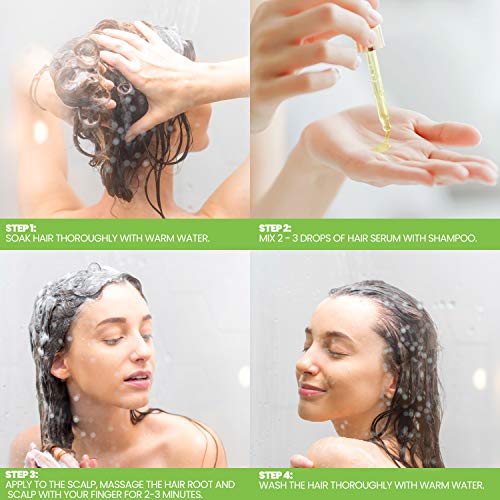 Serum de Crece Pelo con Esencia de Jengibre 60ML, Promueve el crecimiento del cabello al nutrir el Folículo Piloso, Anticaida de Cabello para Hombre y Mujer