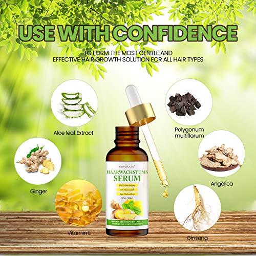Serum de Crece Pelo con Esencia de Jengibre 60ML, Promueve el crecimiento del cabello al nutrir el Folículo Piloso, Anticaida de Cabello para Hombre y Mujer