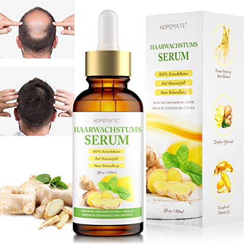 Serum de Crece Pelo con Esencia de Jengibre 60ML, Promueve el crecimiento del cabello al nutrir el Folículo Piloso, Anticaida de Cabello para Hombre y Mujer