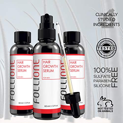 Serum de crecimiento del pelo para hombres | Tratamiento dermatológicamente testado para caída y debilitamiento del pelo | Desarrollado como una alternativa al Minoxidil | Suministro para 3 meses.