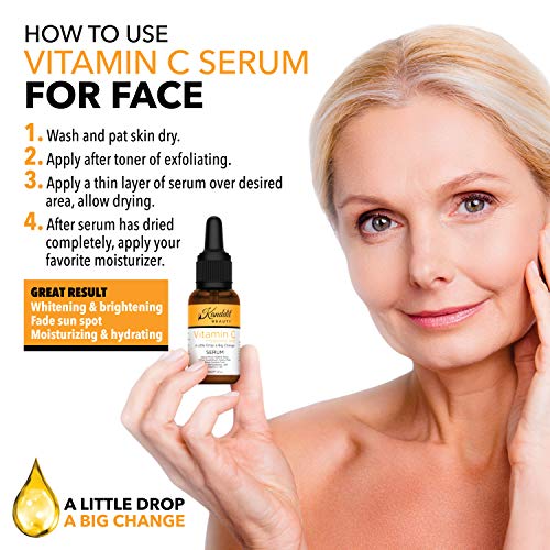 Sérum facial antiedad con vitamina C y ácido hialurónico, elimina las líneas de expresión, arrugas, manchas y el tono apagado de la piel (30 ml)