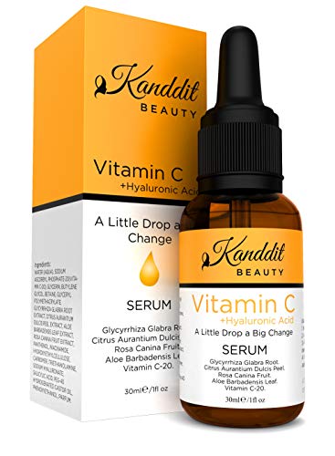 Sérum facial antiedad con vitamina C y ácido hialurónico, elimina las líneas de expresión, arrugas, manchas y el tono apagado de la piel (30 ml)
