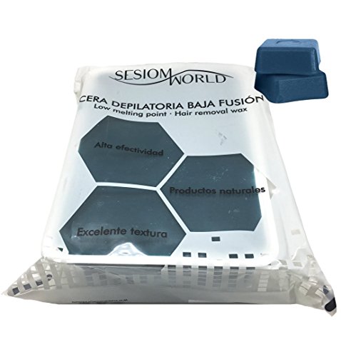 Sesiomworld Cera Depilatoria de Baja Fusión con Extracto de Azuleno Bandeja 1 Kilo 1 Unidad 1000 g