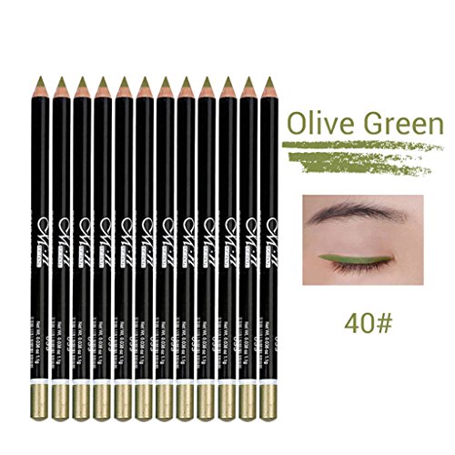 Set de 12 Piezas Lápiz de Delineador de Ojos de Sombra de Ojos de Larga Duración Impermeable - Verde Oliva 40#