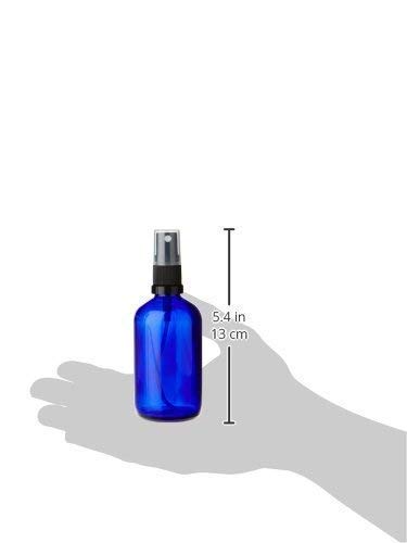 Set de 2 Botellas 100ml Botella de Vidrio Azul Atomizador Rociador Negro - Blue Bottles with Black Mist Sprayer - para Acerites Esenciales - Uso en Aromaterapia - Limpieza de Habitacion