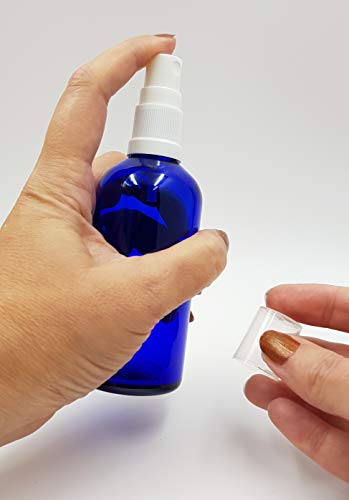 Set de 3 botellas 100 ml cristal azul con atomizador pulverizador blanco - spray pulverizador - para aceite esencial - uso aromaterapia - limpieza habitación