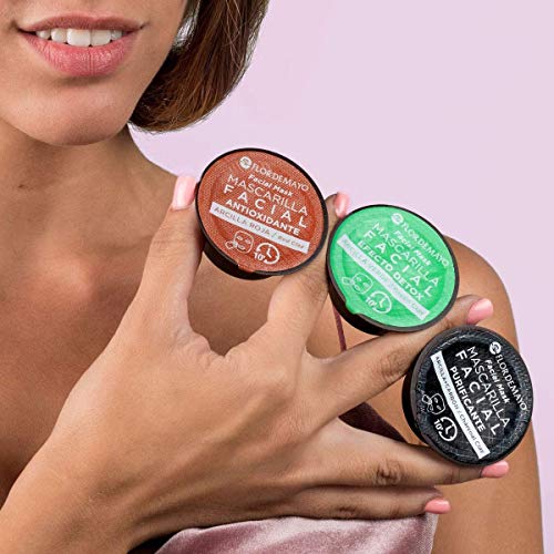 Set de 3 Mascarillas Faciales con Turbante de Regalo: Arcilla Roja Antioxidante, Verde Detox y Negra con Carbón Activo Purificante, Contra Impurezas, Puntos Negros, Hidrata y Nutre - Pack 3