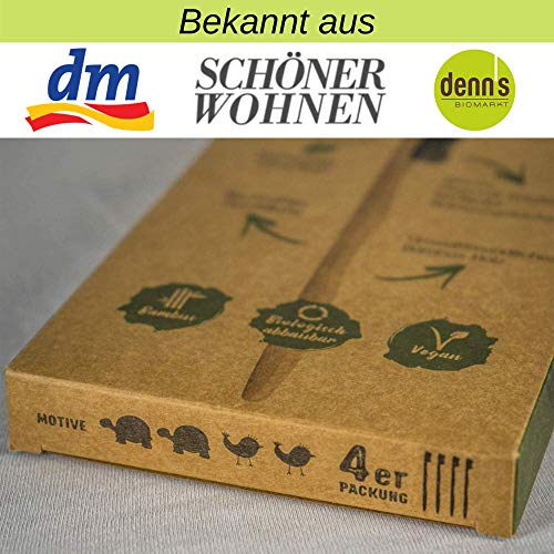Set de 4 cepillos de dientes madera de Bambú, vegano, biológico, biodegradable,100% libre de BPA, carbón vegetal.
