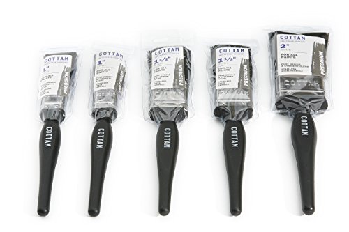 Set de 5 brochas de pintura para manualidades, cepillos de gran calidad de cerdas sintéticas: 2 x 2,5 cm, 2 x 3,8 cm, y 1 x 5 cm fáciles de limpiar