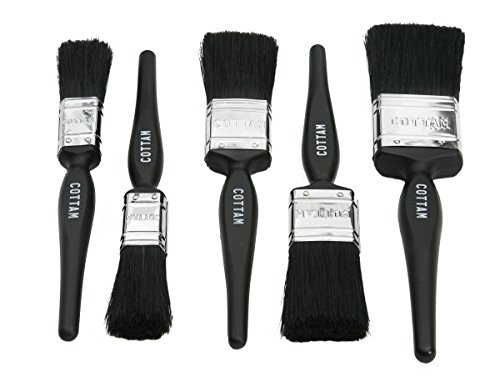 Set de 5 brochas de pintura para manualidades, cepillos de gran calidad de cerdas sintéticas: 2 x 2,5 cm, 2 x 3,8 cm, y 1 x 5 cm fáciles de limpiar