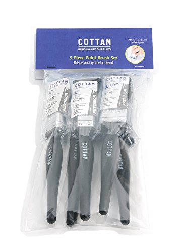 Set de 5 brochas de pintura para manualidades, cepillos de gran calidad de cerdas sintéticas: 2 x 2,5 cm, 2 x 3,8 cm, y 1 x 5 cm fáciles de limpiar