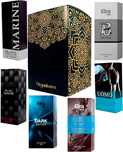 Set de 6 (seis) Perfumes Para Hombre 15ml Cada uno en Caja Individual con Atomizador. (Eau de Toilette) Presentados en una Caja de Regalo Organiterra