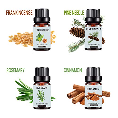 Set de aceites esenciales de aromaterapia orgánica - TOP8 Difusores de aceite, incienso, lavanda, árbol de té, naranja dulce, menta, canela, aguja de pino, romero para el hogar, oficina, sueño, yoga