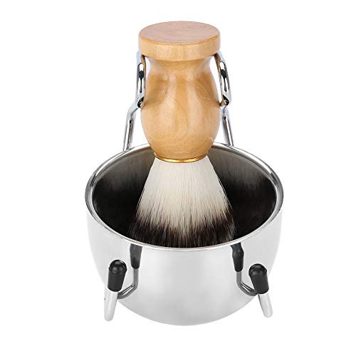 Set de afeitado, Herramienta profesional para barba de acero inoxidable + Soporte para bigote + Juego de afeitado con brocha, Buen set de regalo para hombre