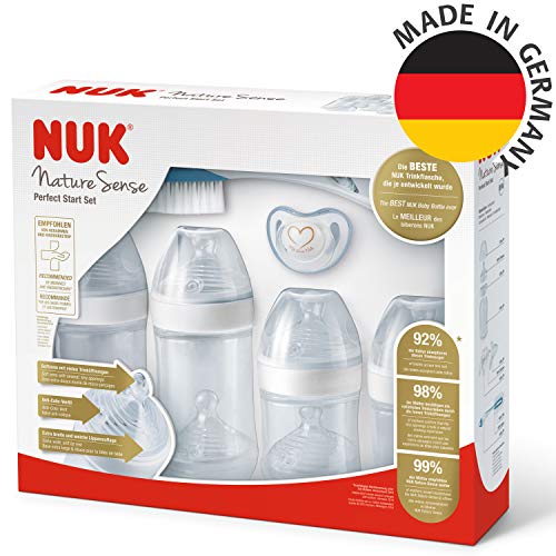 Set de biberones Nature Sense de NUK, de polipropileno sin BPA, de 0 a 6 meses, lo más parecido al pecho materno blanco Weiß