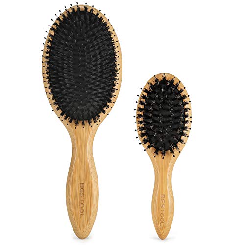 Set de cepillos para el cabello con cerdas de jabalí con pasador de nylon desenredante, cepillos para el cabello para el hogar y los viajes para todos los desenredantes de cabello húmedo o seco