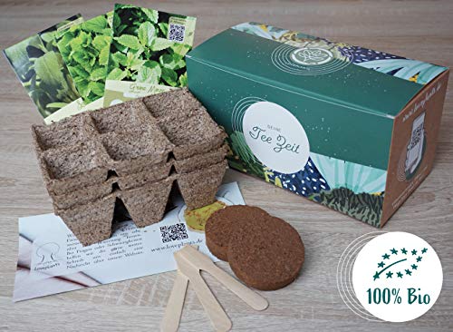 Set de cultivo de hierbas de té orgánico con 3 variedades de semillas de hierba, como menta verde, salvia y limón, set de regalo para cualquier ocasión, regalo ideal para hombres y mujeres.
