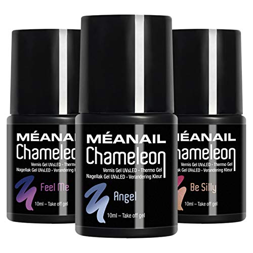 Set de Esmaltes de Uñas Gel UV LED 3 Colores Esmaltes Semipermanente Laca Soak Off Gel Nail Polish Edition Camaleon Cambio de Color Manicura y Pedicura