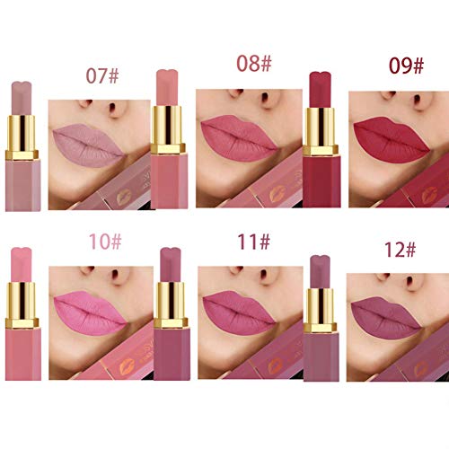 Set de lápiz labial mate Fashion de 12 colores, bálsamo labial hidratante mate, duradero, mantener un hermoso maquillaje, agregar un sentido de la moda, adecuado para salidas y fiestas