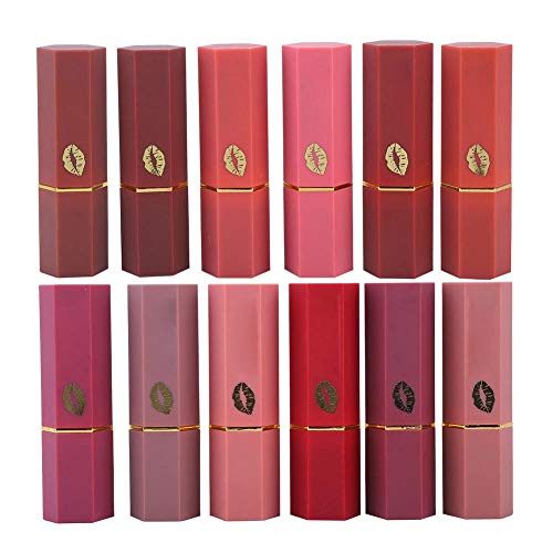 Set de lápiz labial mate Fashion de 12 colores, bálsamo labial hidratante mate, duradero, mantener un hermoso maquillaje, agregar un sentido de la moda, adecuado para salidas y fiestas